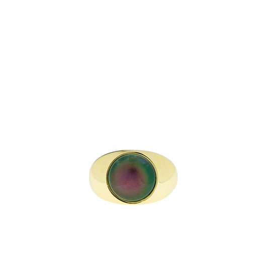 Gold-Mood Stone Signet Ring Size 6, 7, 8, 9