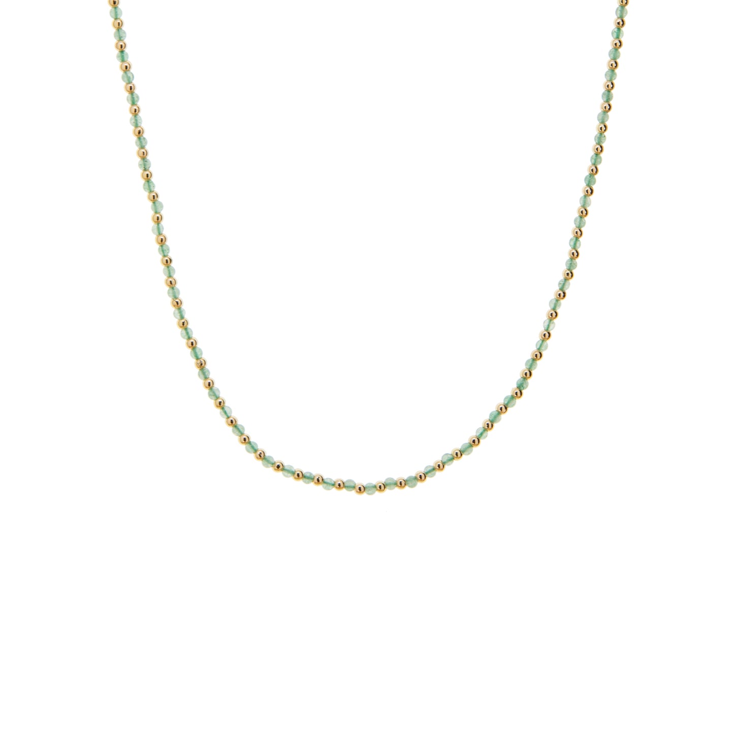 Gold/Green Jade-15" Semi Precious Beaded Necklace