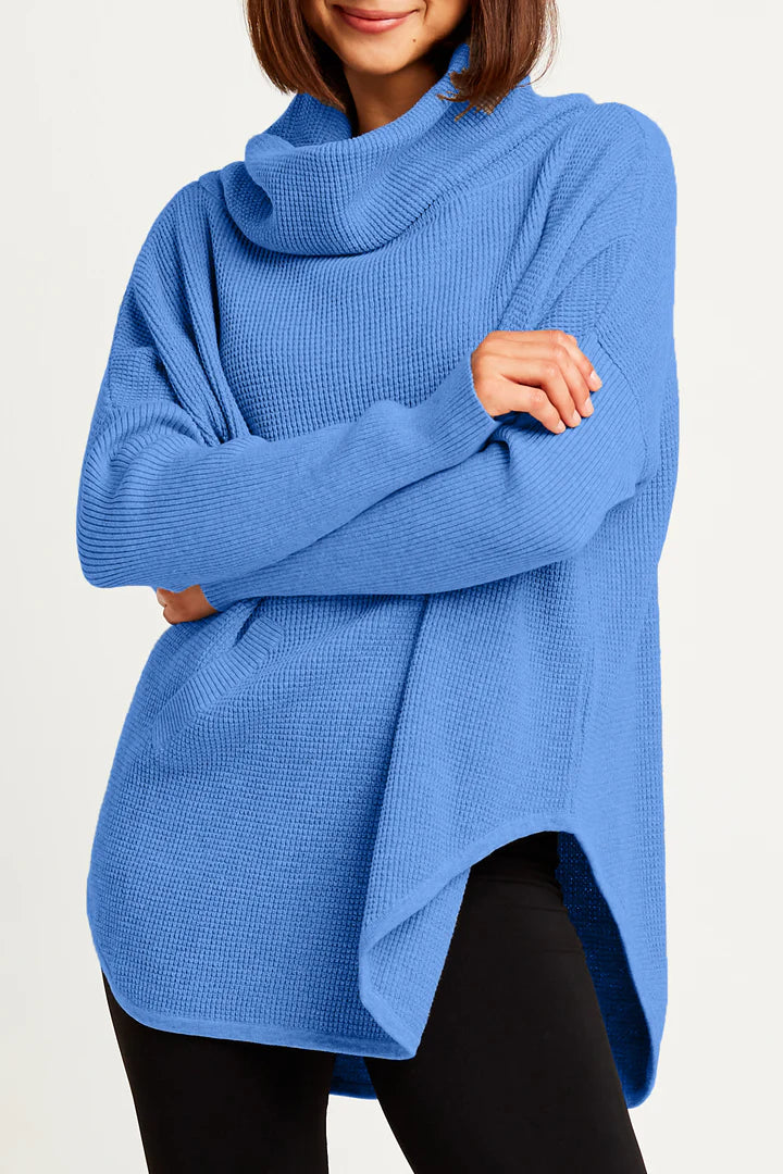 Pima Cotton Waffle Cowl Sweater