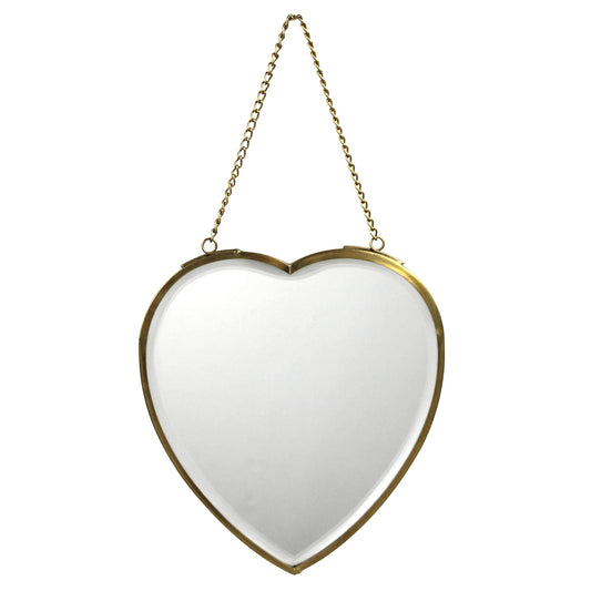 Heart Mirror on Chain, Brass