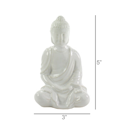 Sitting Buddha Glazed White