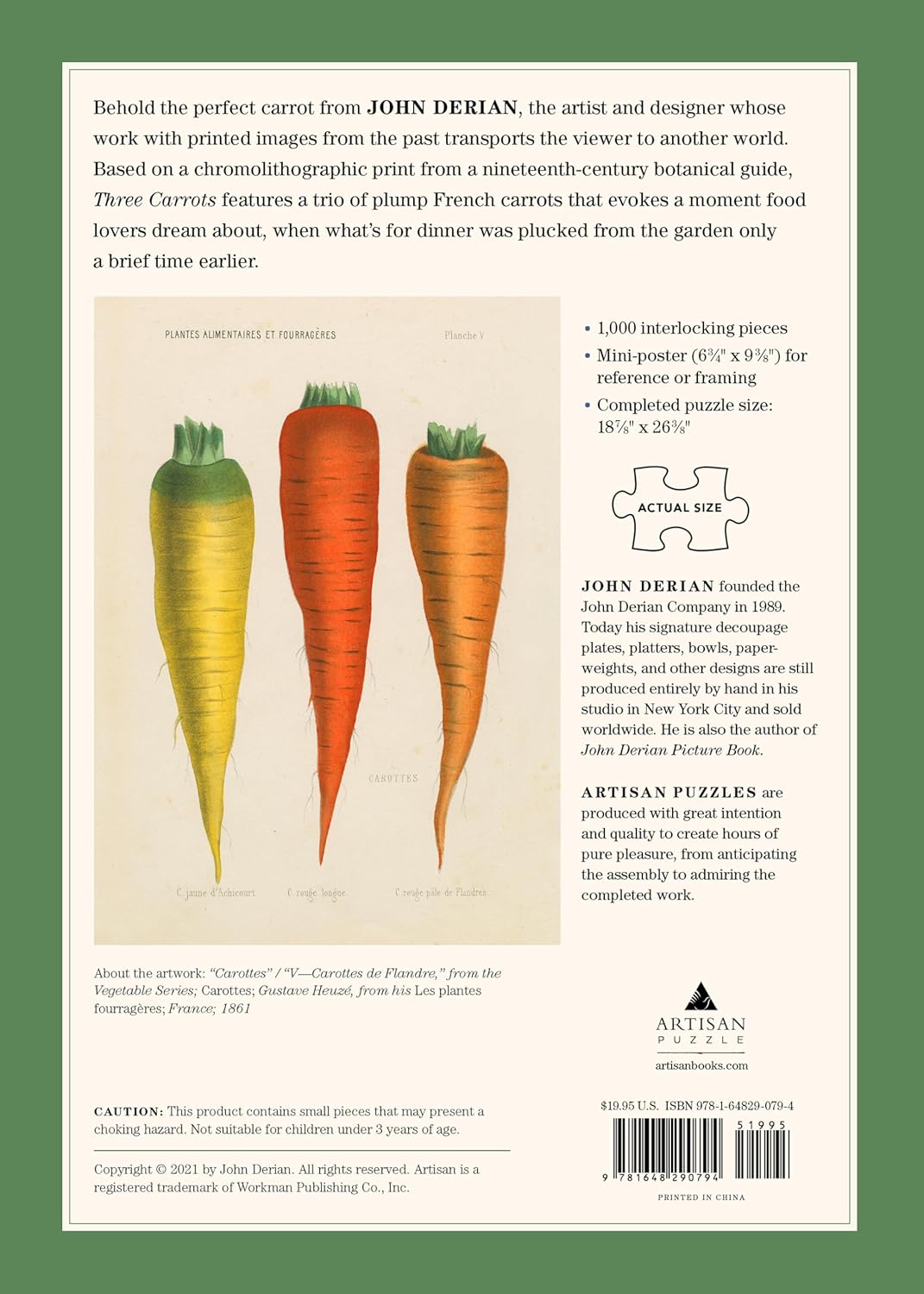 John Derian Paper Goods: Three Carrots 1,000-Piece Puzzle
