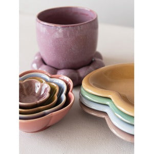 Stoneware Flower S/4