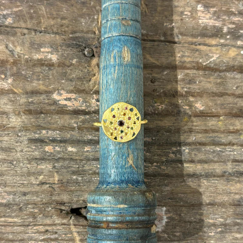 Round Multi Tourmaline Plate Ring