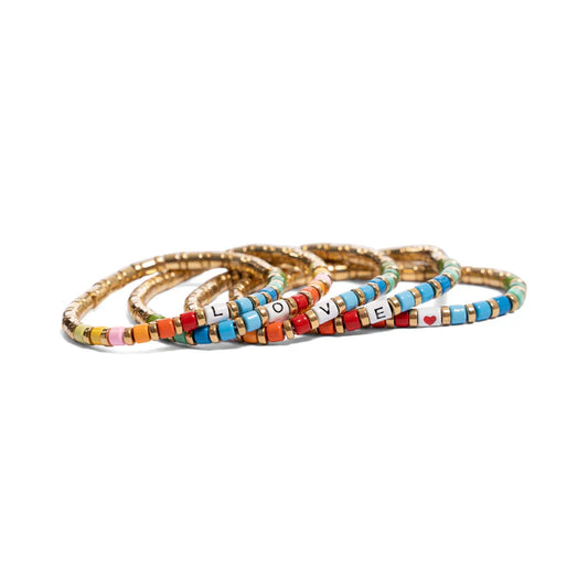 Set of 6 Gold L-O-V-E Bracelet