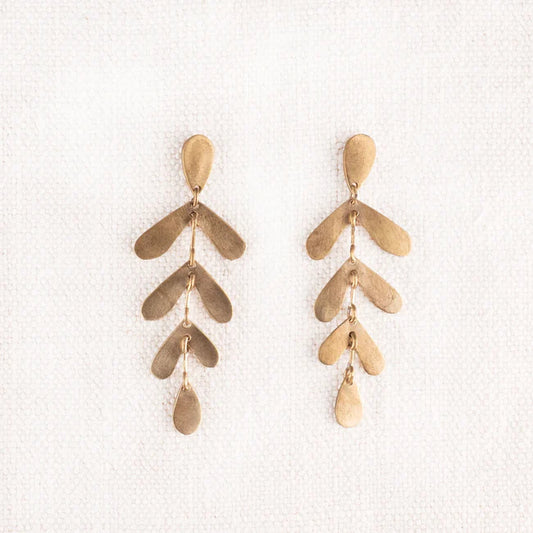 Brass Rowan Leaf Earrings