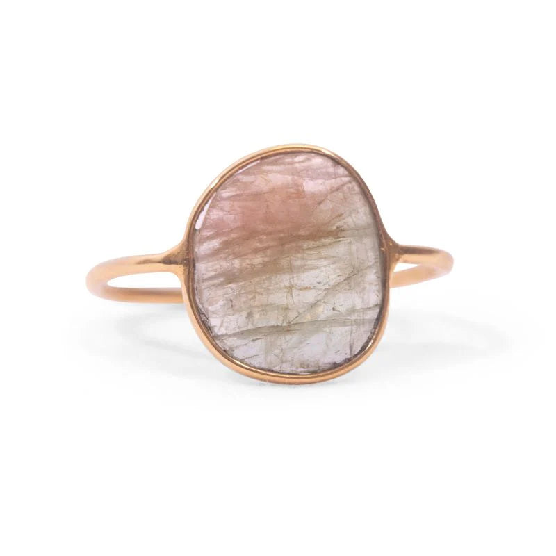 Watermelon Tourmaline Oval Ring