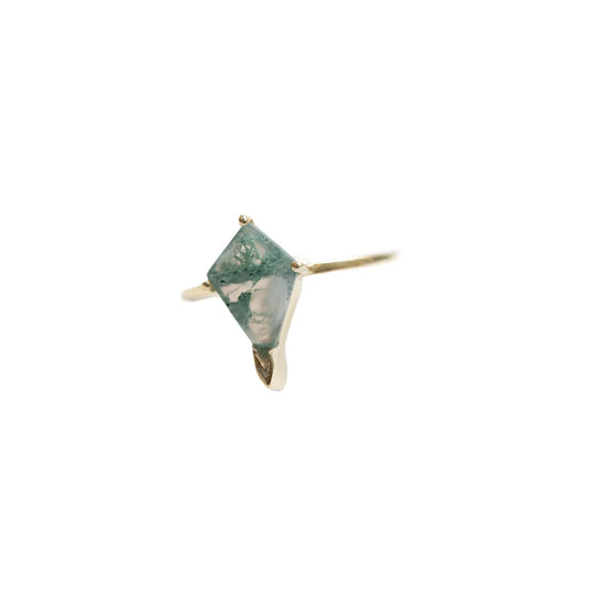Sugarboo - Moss Agate Diamond Shape Ring