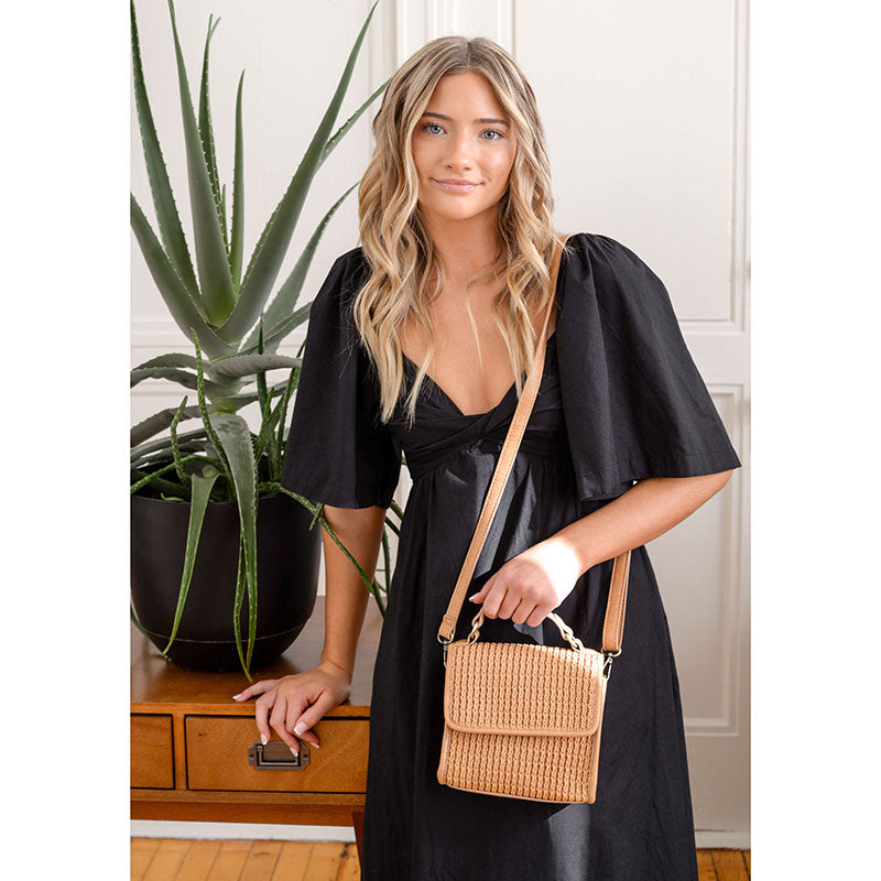 Freya Top Handle Flap Crossbody Braided Bag