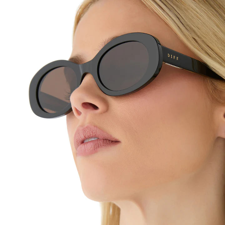 DIFF Sunglasses - Lainey Black + Brown Polarized