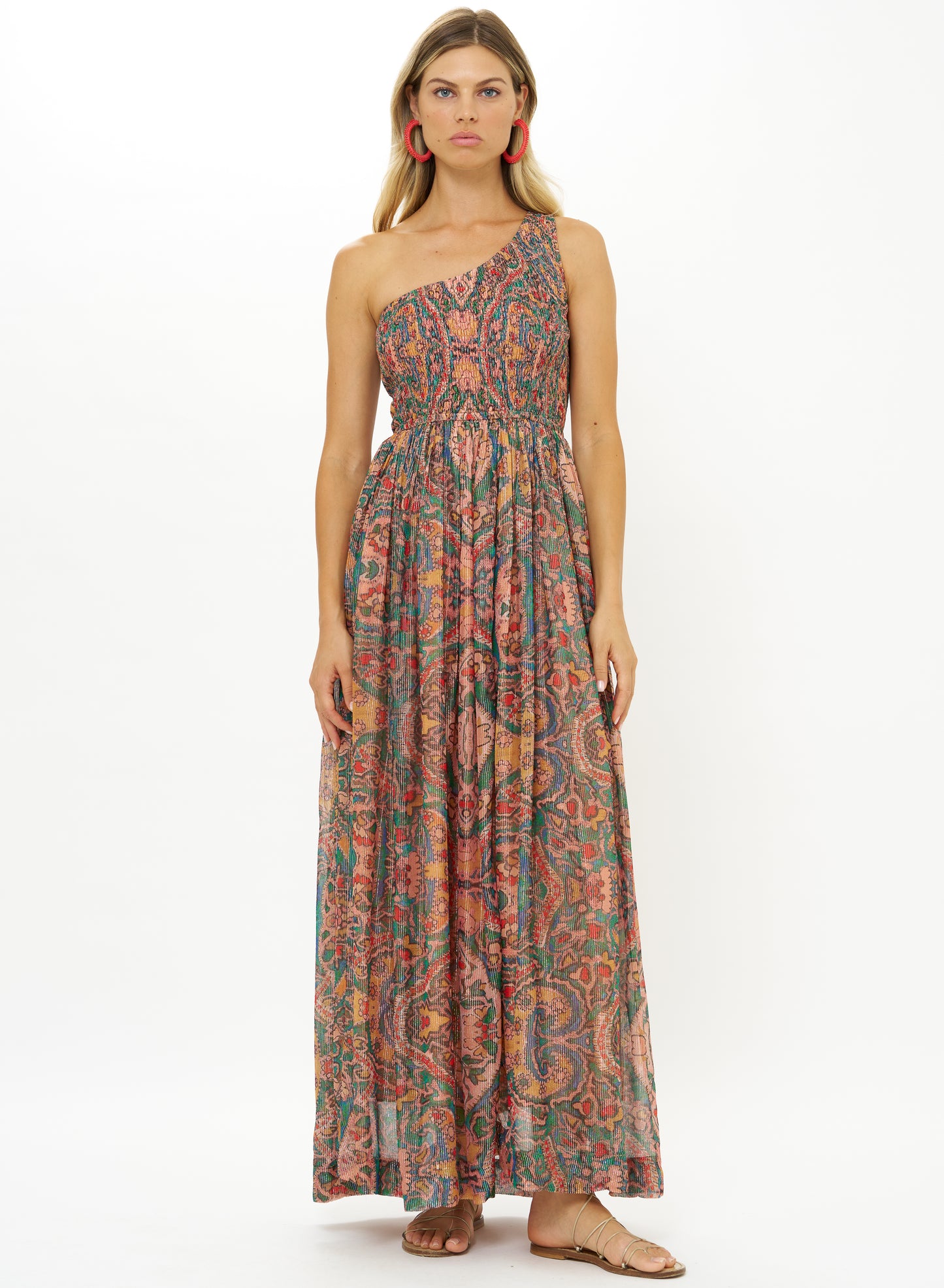 Oliphant Smocked One Shoulder Maxi