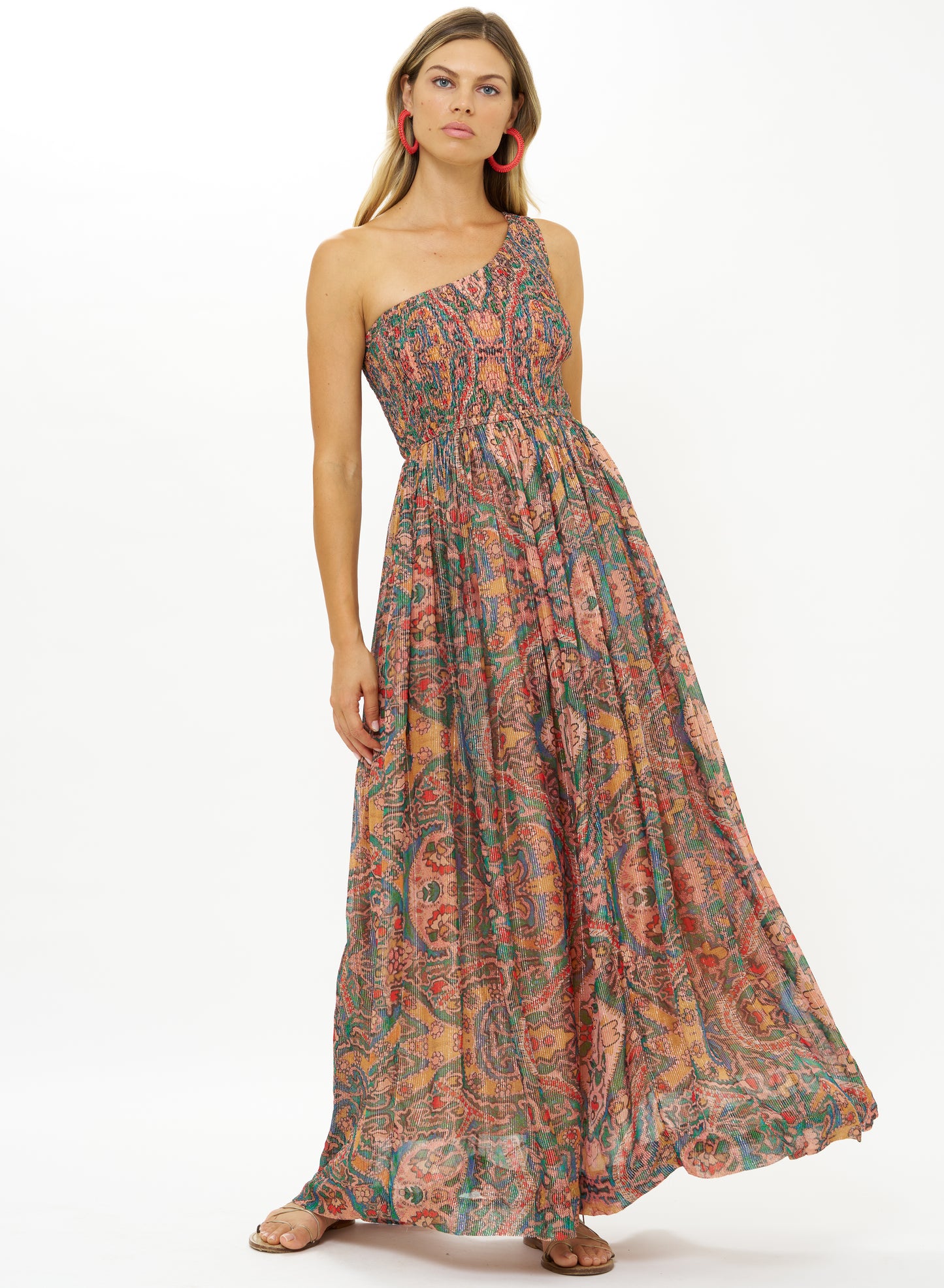 Oliphant Smocked One Shoulder Maxi
