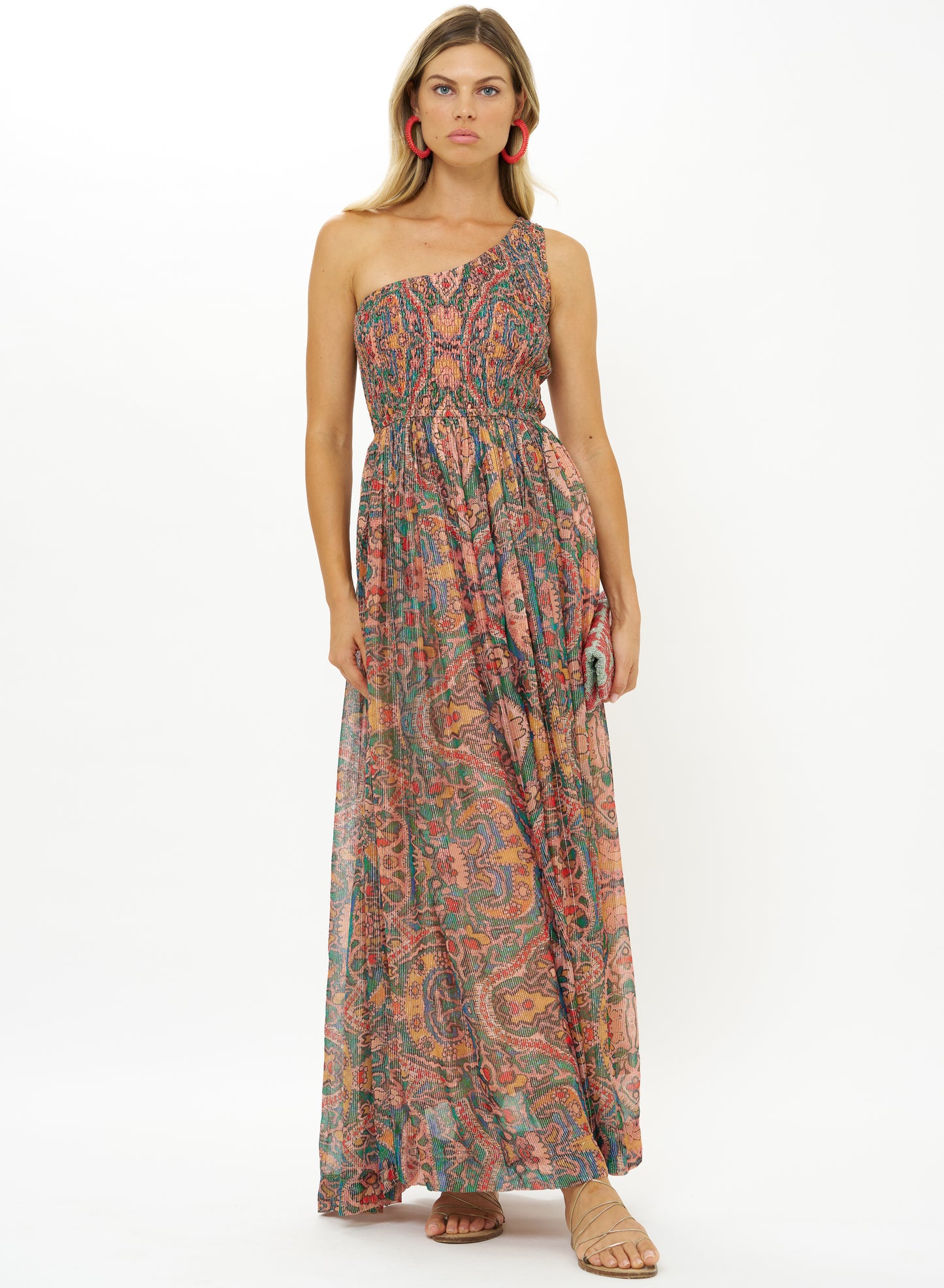 Oliphant Smocked One Shoulder Maxi