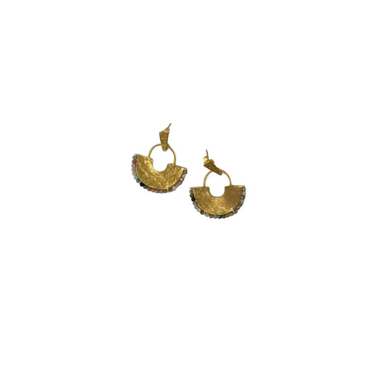 Hammered Tourmaline Plate Earrings