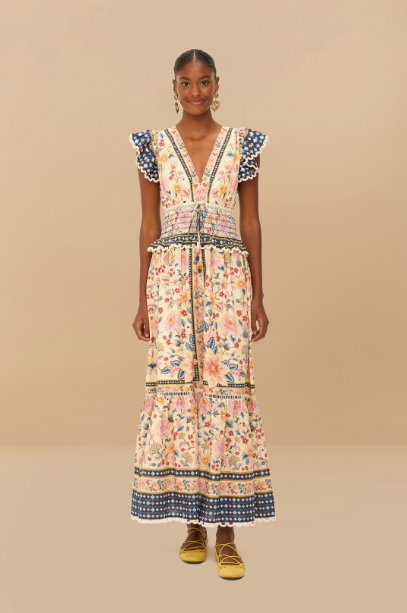 Superbloom Tapestry Cream Maxi Dress