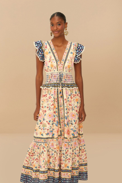 Superbloom Tapestry Cream Maxi Dress