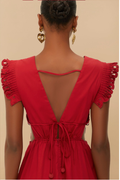 Red Butterfly Cut-Out Midi Dress