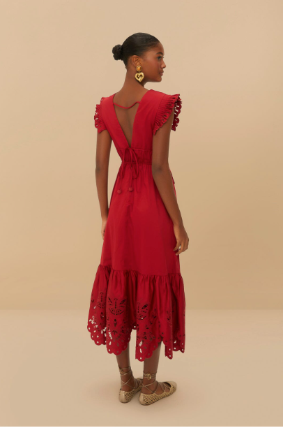 Red Butterfly Cut-Out Midi Dress