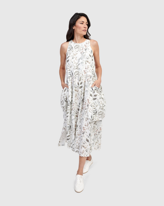 Sleevless Floral Dress with Pockets