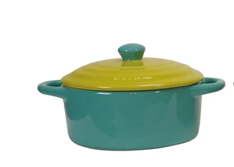 Stoneware Two-Tone Baker with Lid