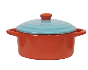 Stoneware Two-Tone Baker with Lid