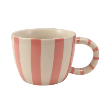 10 oz. Hand-Painted Stoneware Striped Mug, 4 Styles