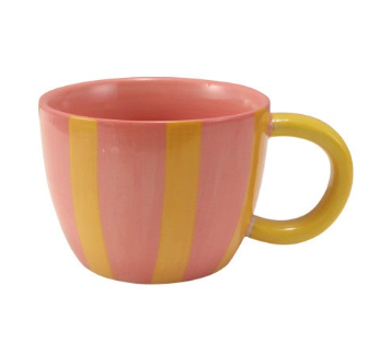 10 oz. Hand-Painted Stoneware Striped Mug, 4 Styles