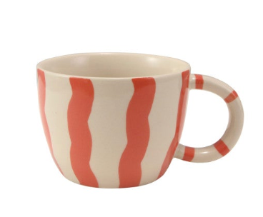10 oz. Hand-Painted Stoneware Striped Mug, 4 Styles