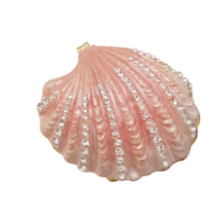 Enameled Metal Shell Shaped Trinket Box with Jewels, 3 Styles