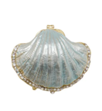 Enameled Metal Shell Shaped Trinket Box with Jewels, 3 Styles