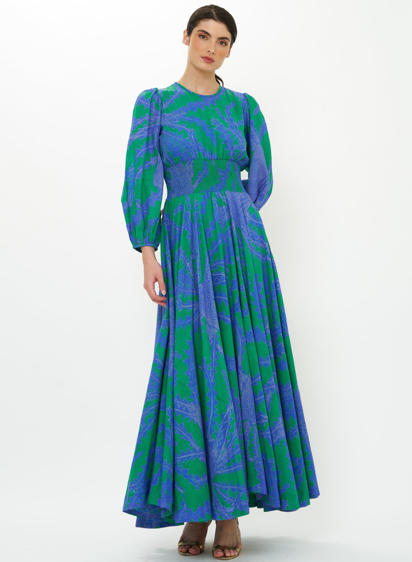 Oliphant Crew Neck Smocked Waist Maxi