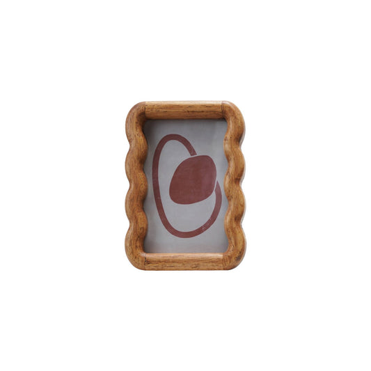 Rubberwood Scalloped Photo Frame, Natural (Holds 4" x 6" Photo)