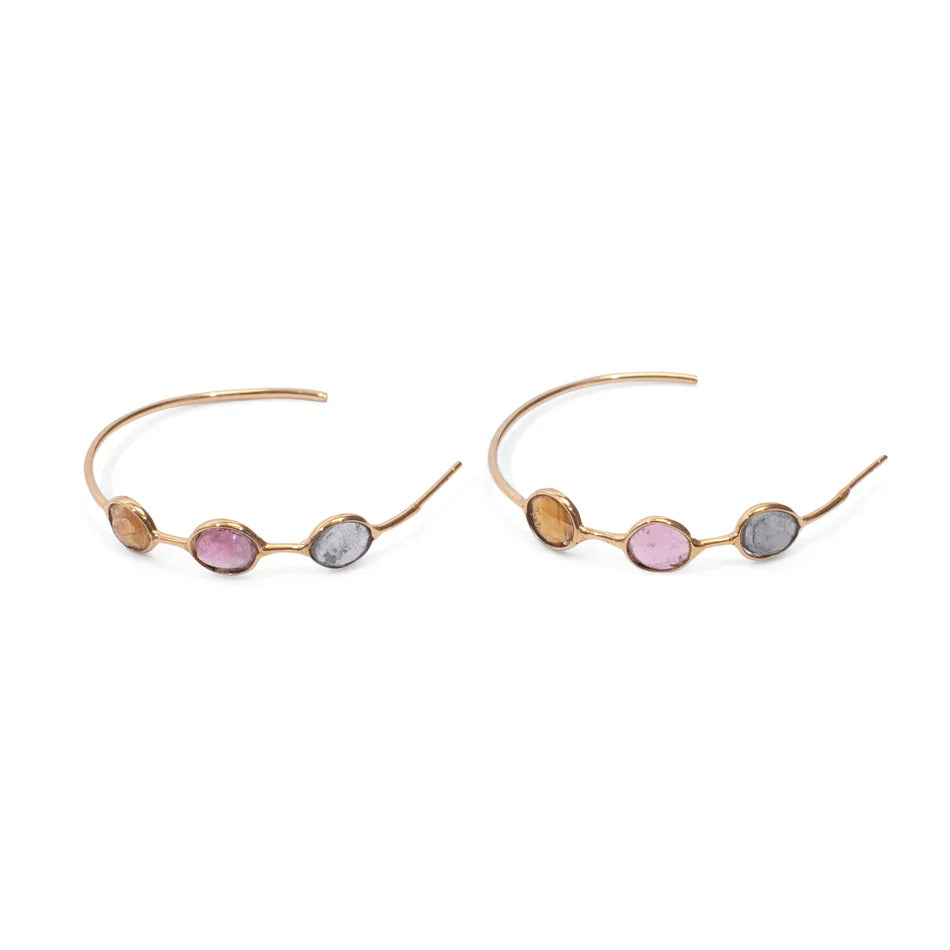 Watermelon Tourmaline Hoop Earrings