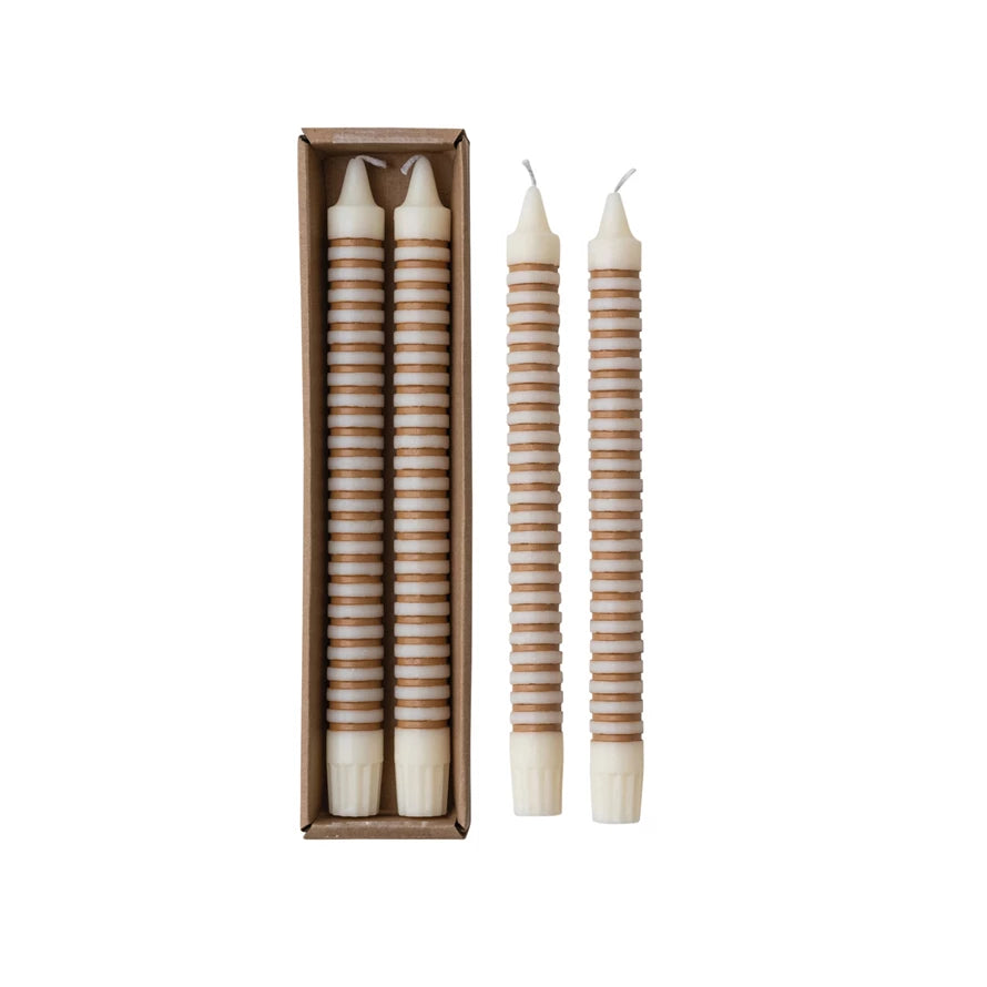 Unscented Striped Taper Candles