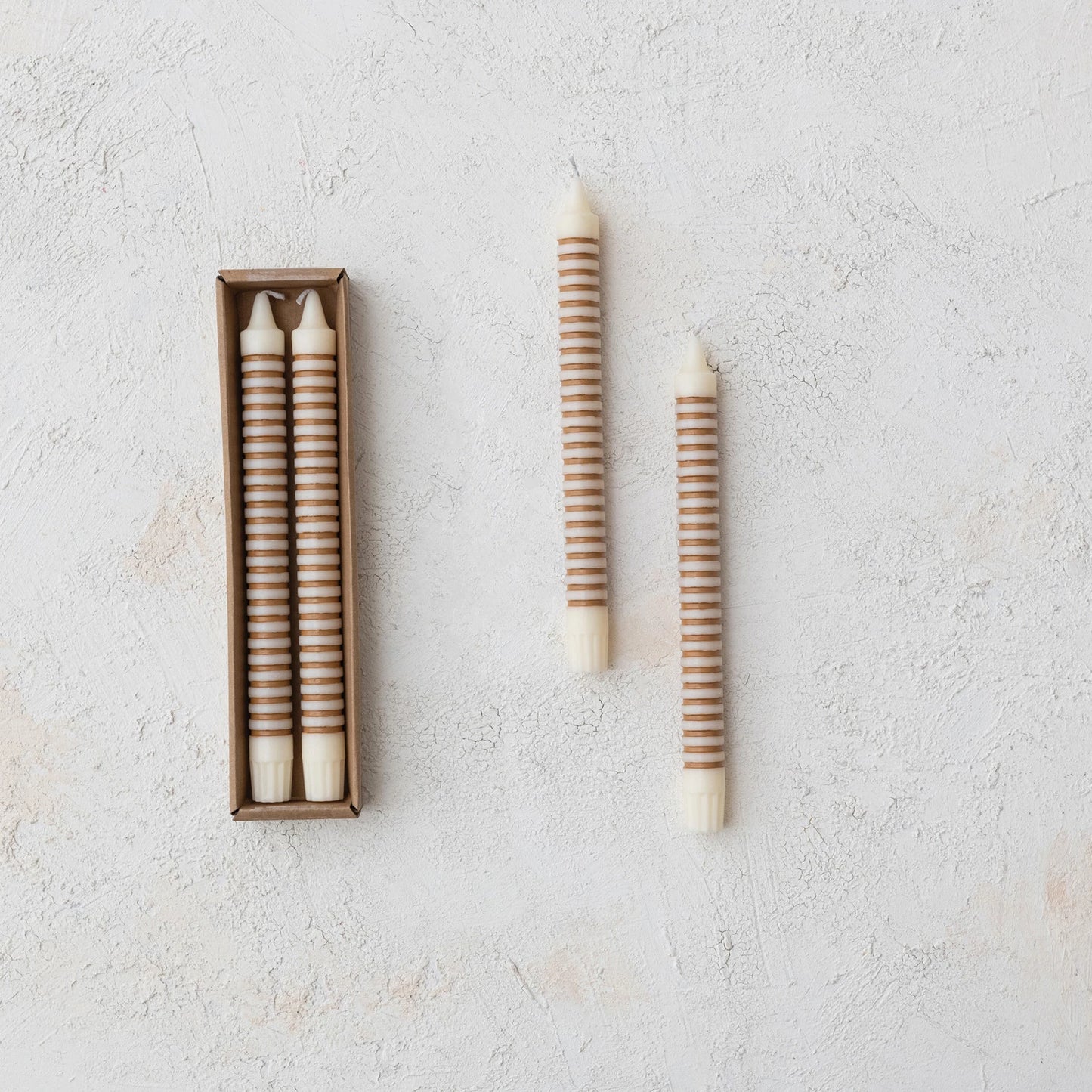 Unscented Striped Taper Candles