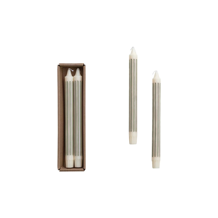 Unscented Striped Taper Candles