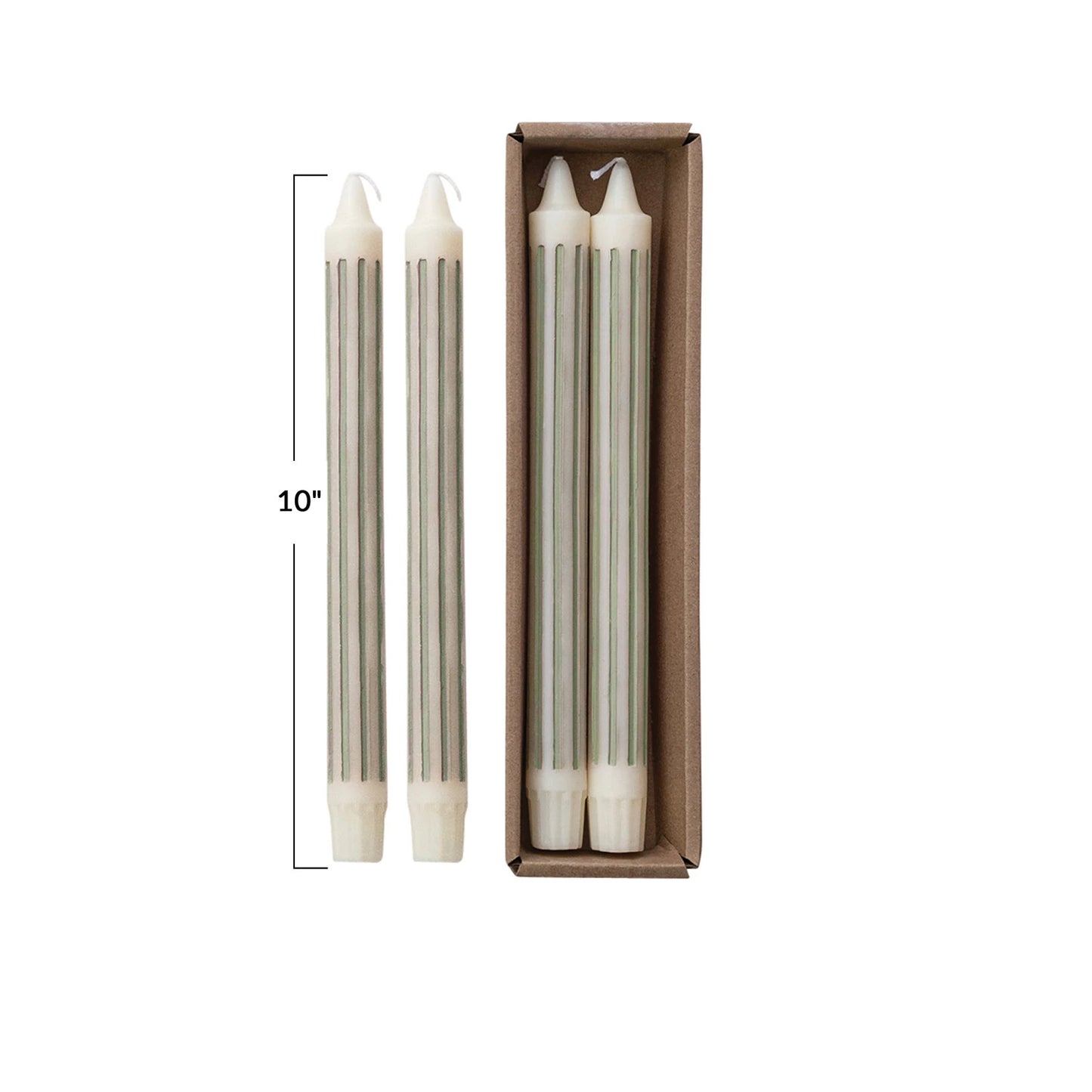 Unscented Striped Taper Candles