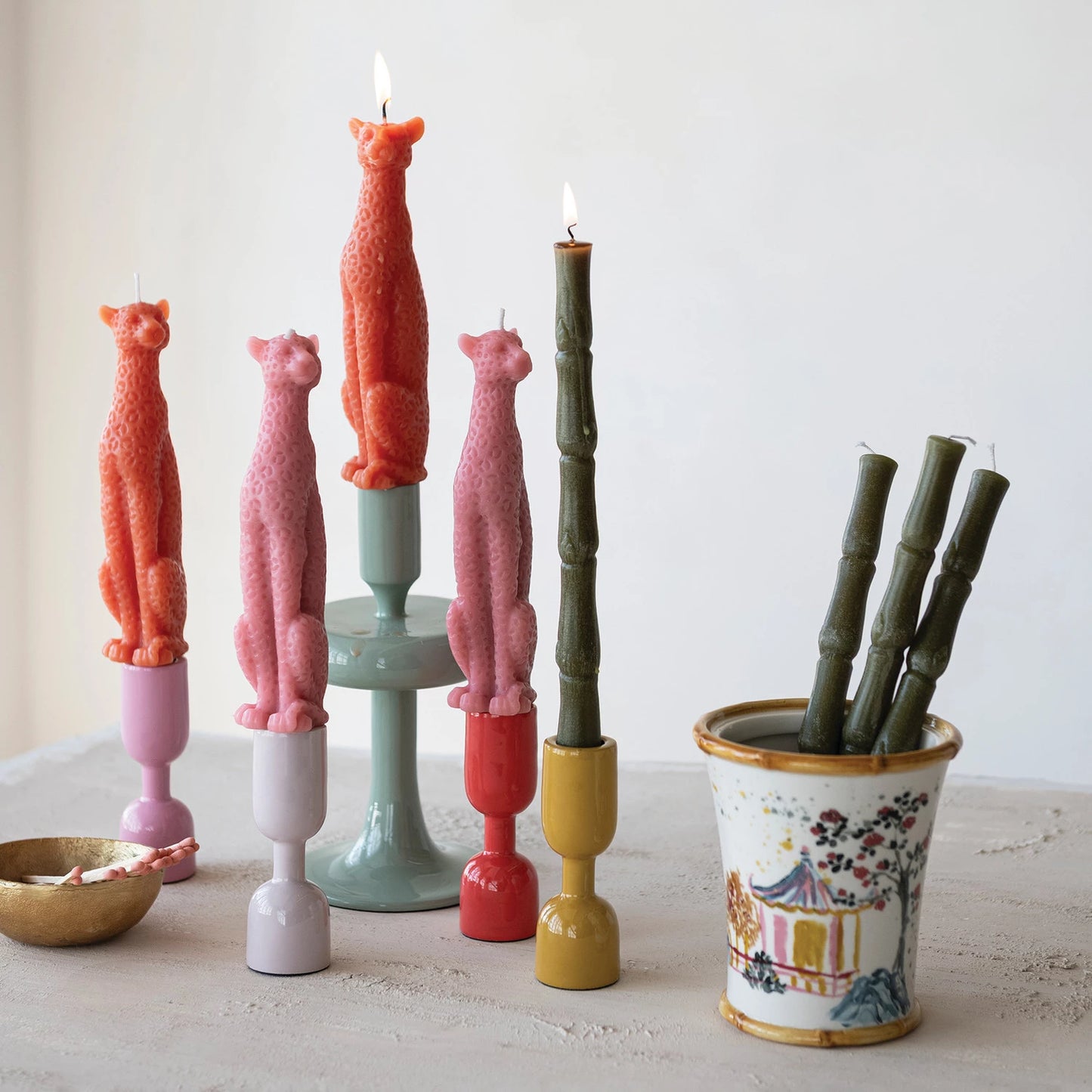 Bamboo Shaped Taper Candles , S/2