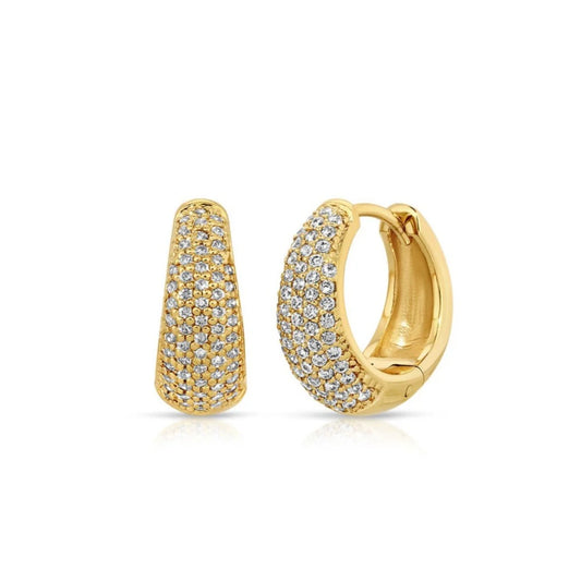 Chantel - Pave Diamond Tapered  Hoop Earrings