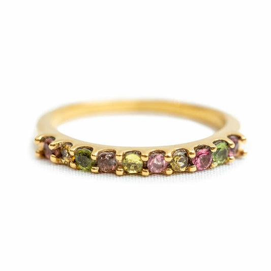 Multi Tourmaline Pave Ring