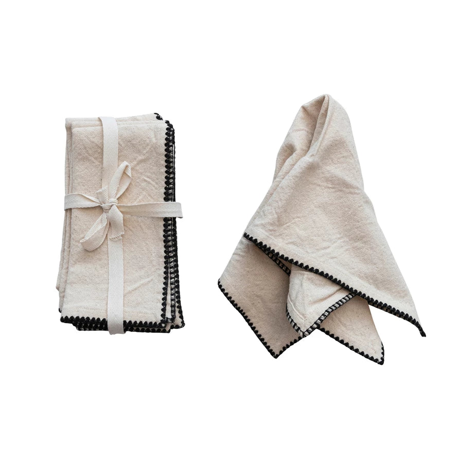 Cotton Napkins w/ Edge Stitching S/4