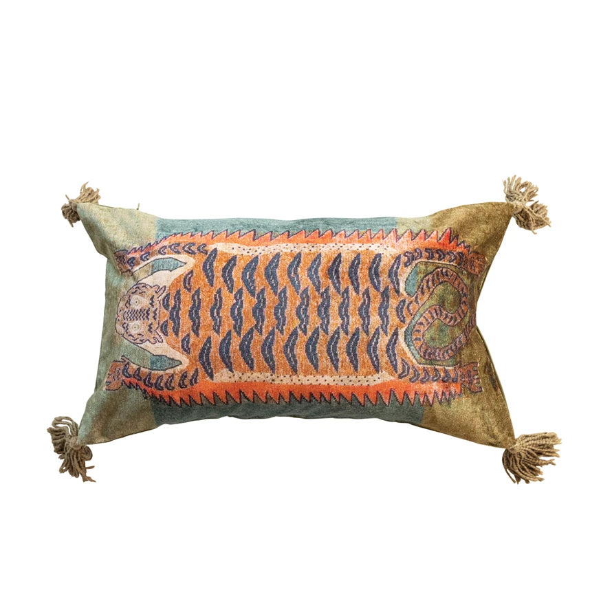 Velvet Printed Lumbar Pillow