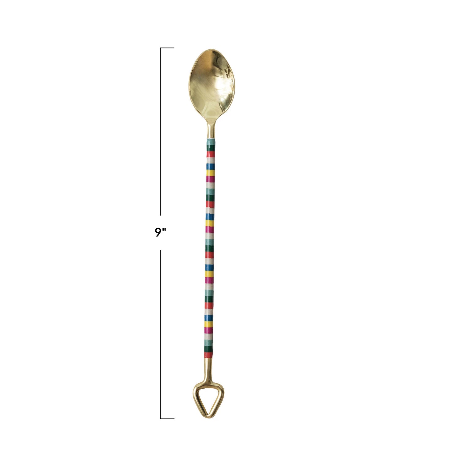 Stainless Steel Cocktail Spoon w/ Striped Handle