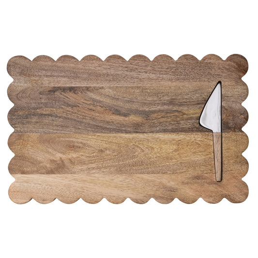 Scalloped Cheese  Board w/ Knife