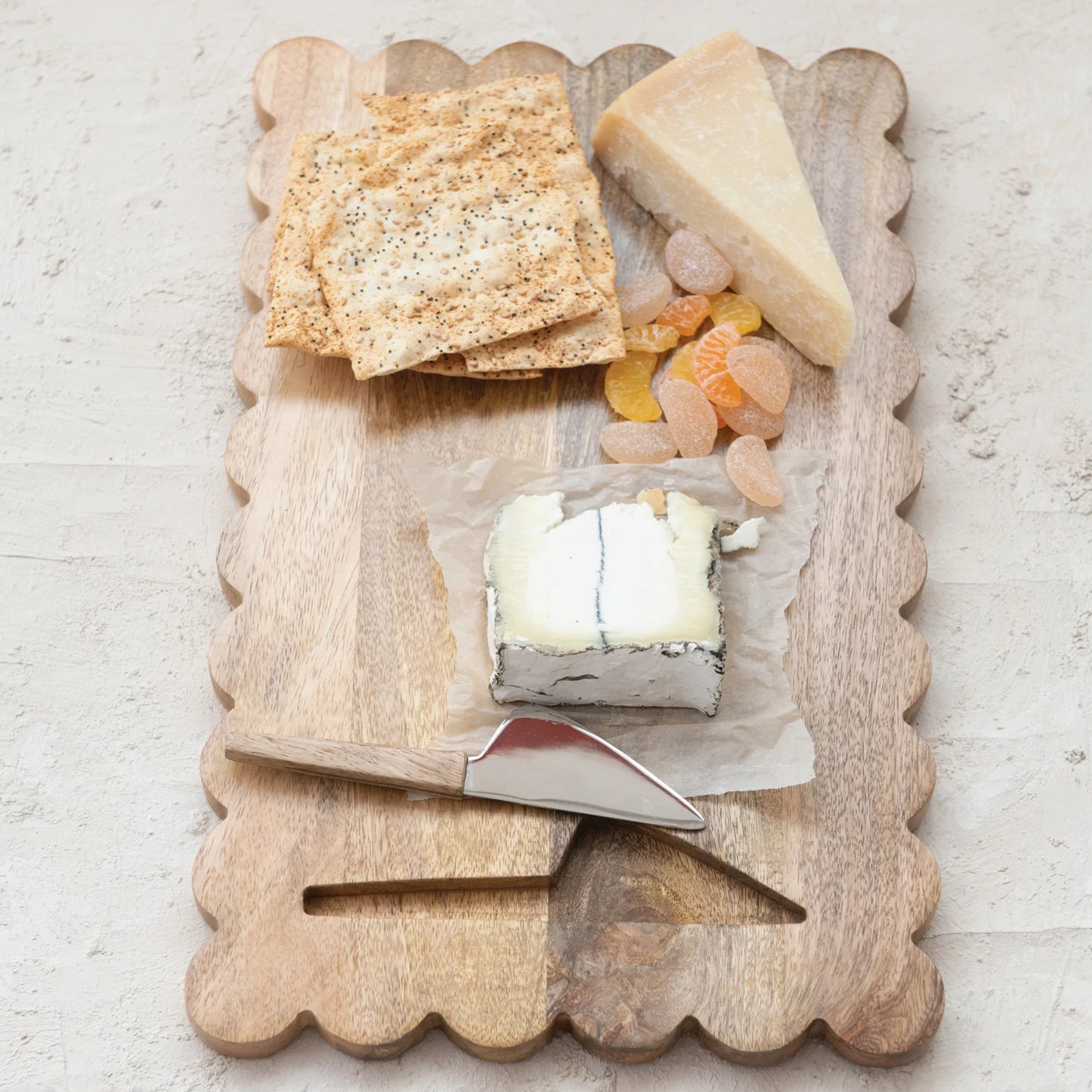 Scalloped Cheese  Board w/ Knife