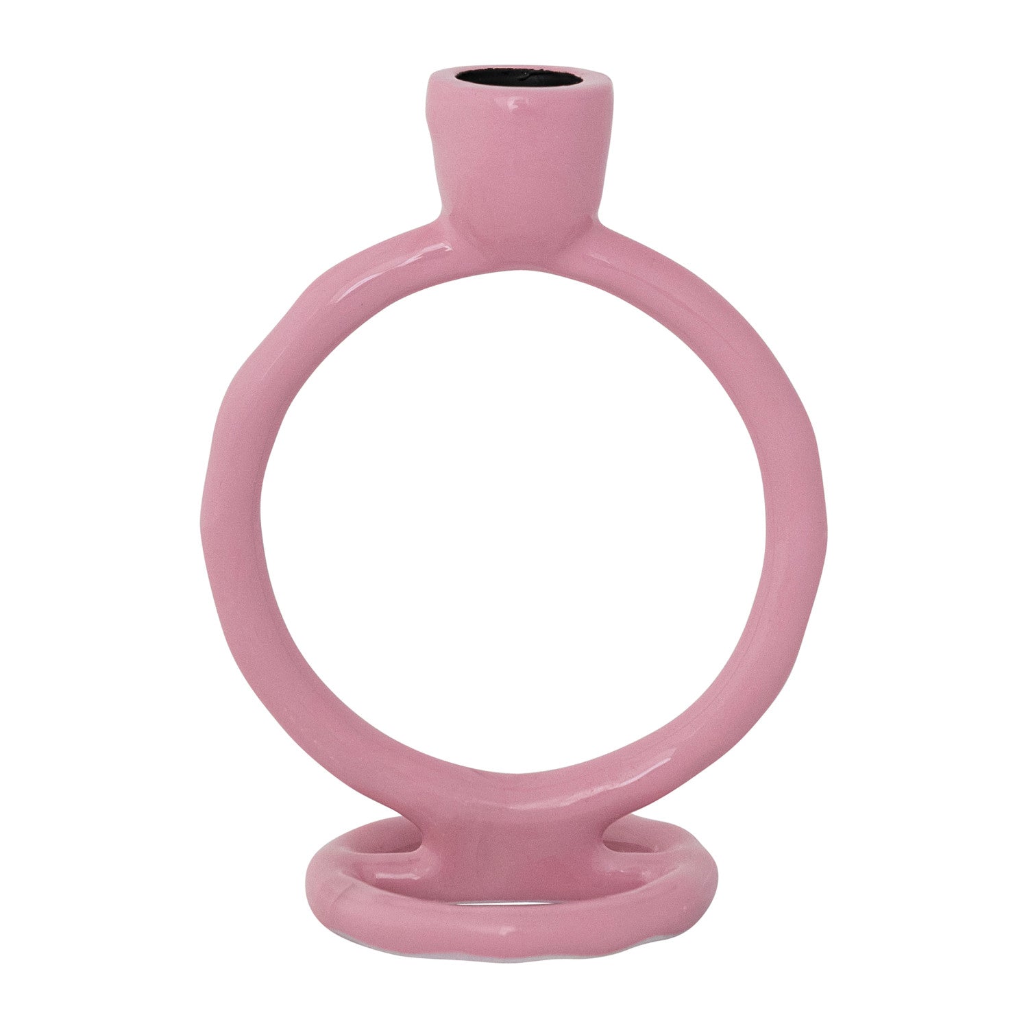 Enameled Aluminum Circle Taper Holder, Pink