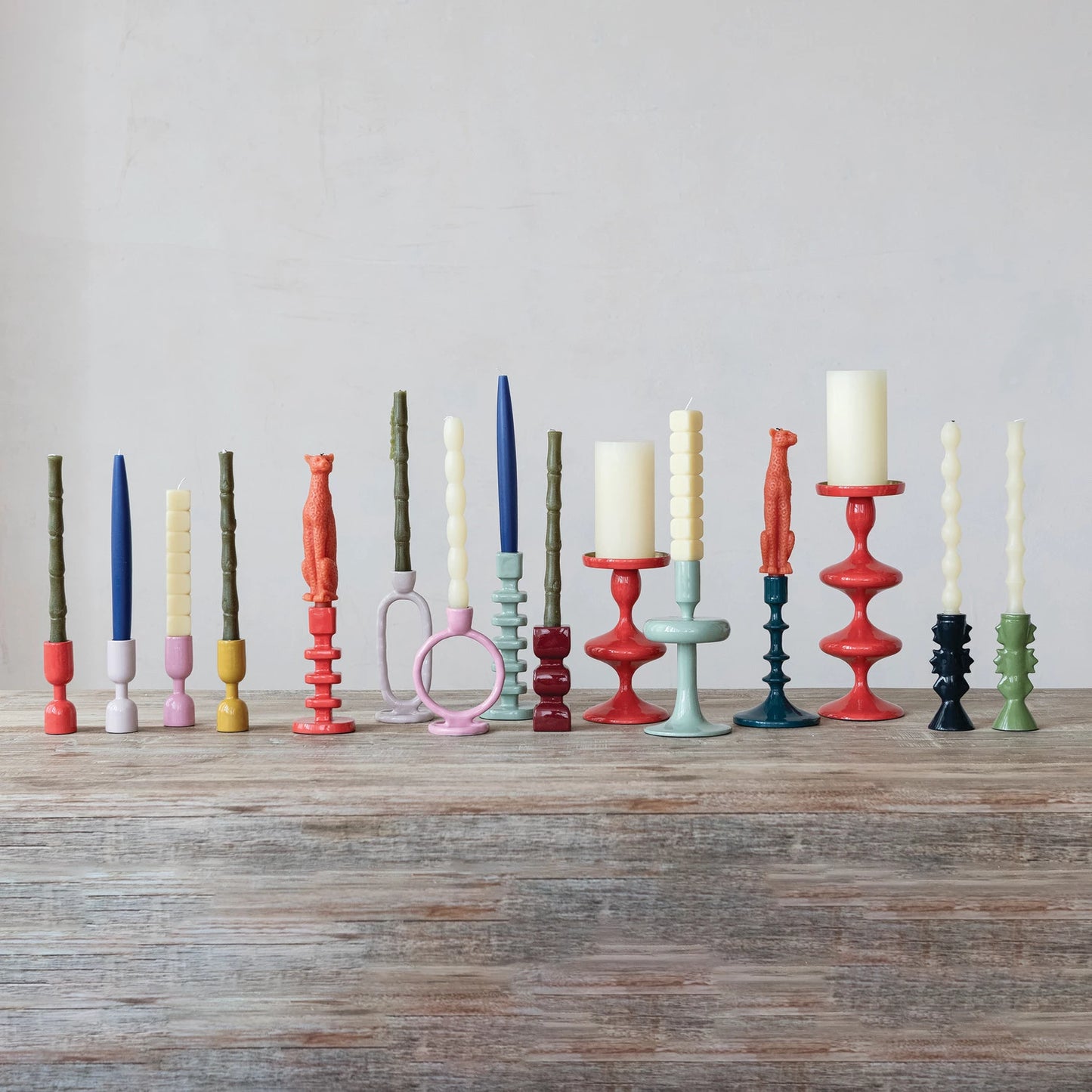 Enameled Aluminum Taper Holder, 4 Colors