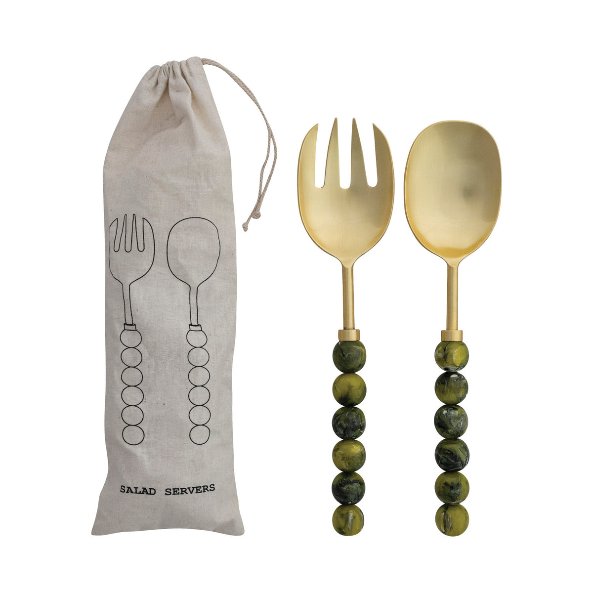 Stainless Steel Salad Servers with Resin Handles, S/2