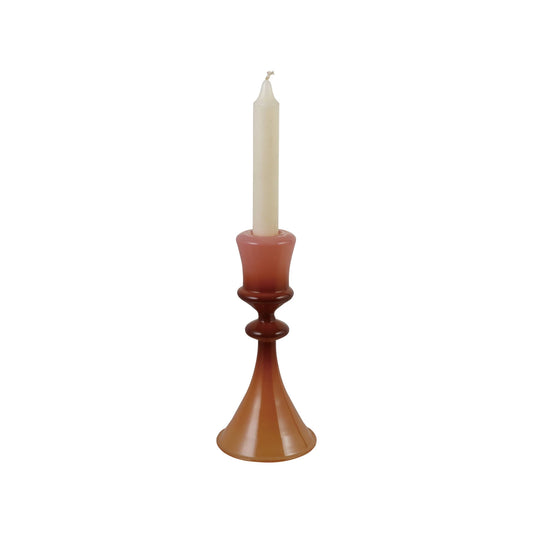 Glass Two-Tone Taper Holder, Blush Color & Brown