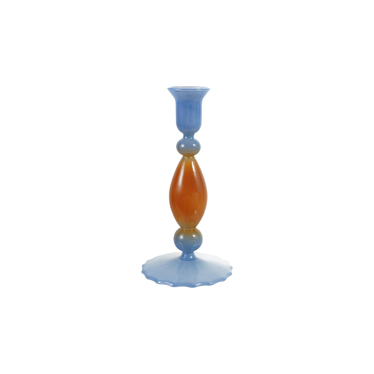 Glass Two-Tone Taper Holder, Blue & Brown